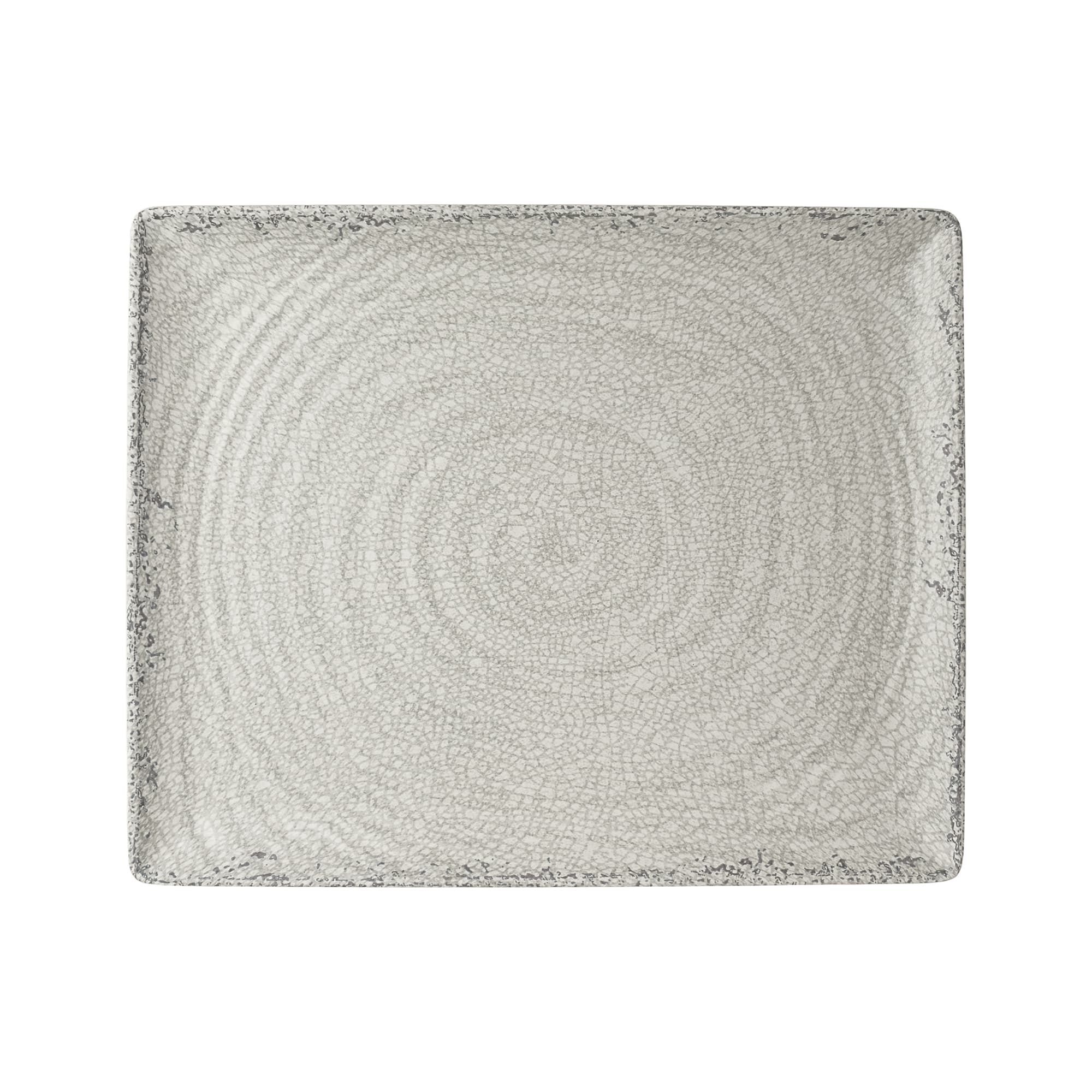 Steelite 7194TM047 Creations Pompeii 12-3/4" x 10-5/8" Rectangular Stone Gray Coupe Rim Tray