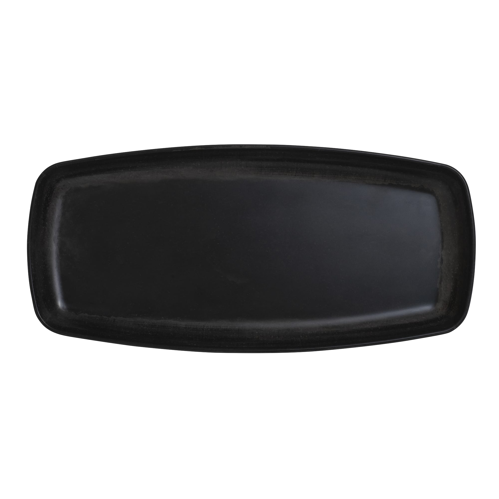 Steelite 7803ZM6007 Creations Raven 14" x 6-1/2" Rectangular Black Coupe Rim Tray