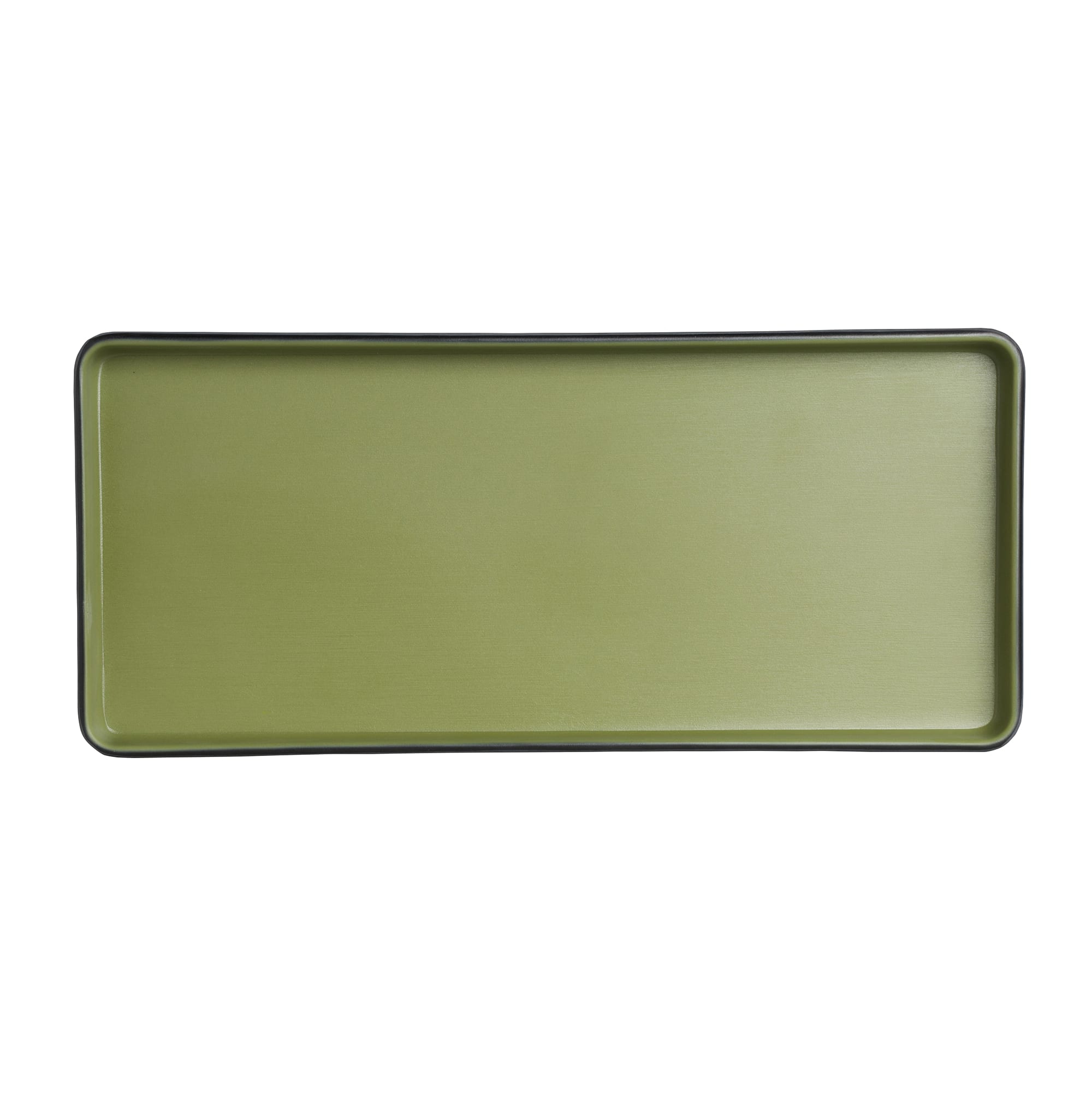Steelite 7820JB023 Creations Baja 11-1/2" x 5-1/8" Rectangular Cactus Green Raised Rim Plate