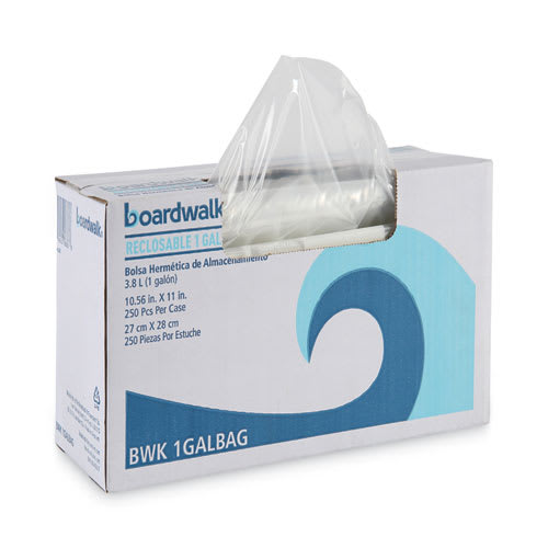 Boardwalk BWK1GALBAG Reclosable Food Storage Bags, Gallon, 10.5" x 11", Clear, 250/Box