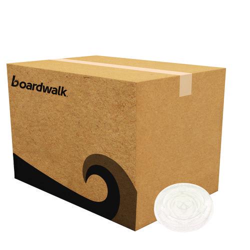 Boardwalk BWKPET912STRAW Crystal-Clear Cold Cup Straw-Slot Lids, Fits 9 oz Squat/12 oz Cold Cups, Plastic, Clear