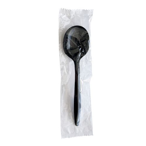 Boardwalk BWKSOUPBLPPIW Mediumweight Wrapped Polypropylene Cutlery, Soup Spoon, Plastic, Black, 1,000/Carton