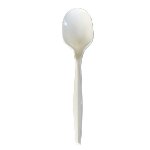 Boardwalk BWKSOUPMWPP Mediumweight Polypropylene Cutlery, Soup Spoon, 4.86", Plastic, White, 1,000/Carton