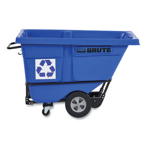 Rubbermaid 2089826 BRUTE Rotomolded Recycling Tilt Truck, 1 cu yd, 1,250 lb Capacity, Plastic/Steel Frame, Blue