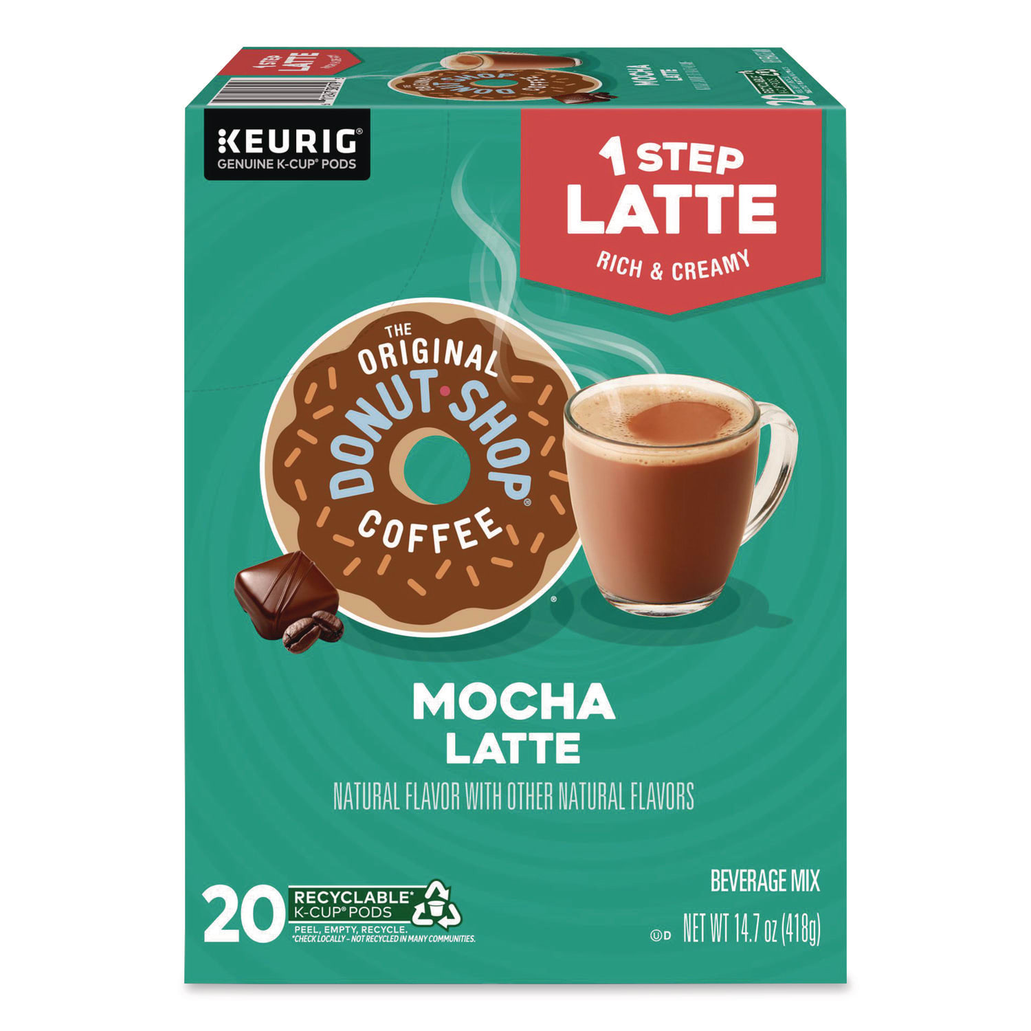 The Original Donut Shop DIE8179 Mocha One Step Latte K-Cup, Vanilla, 20/Box