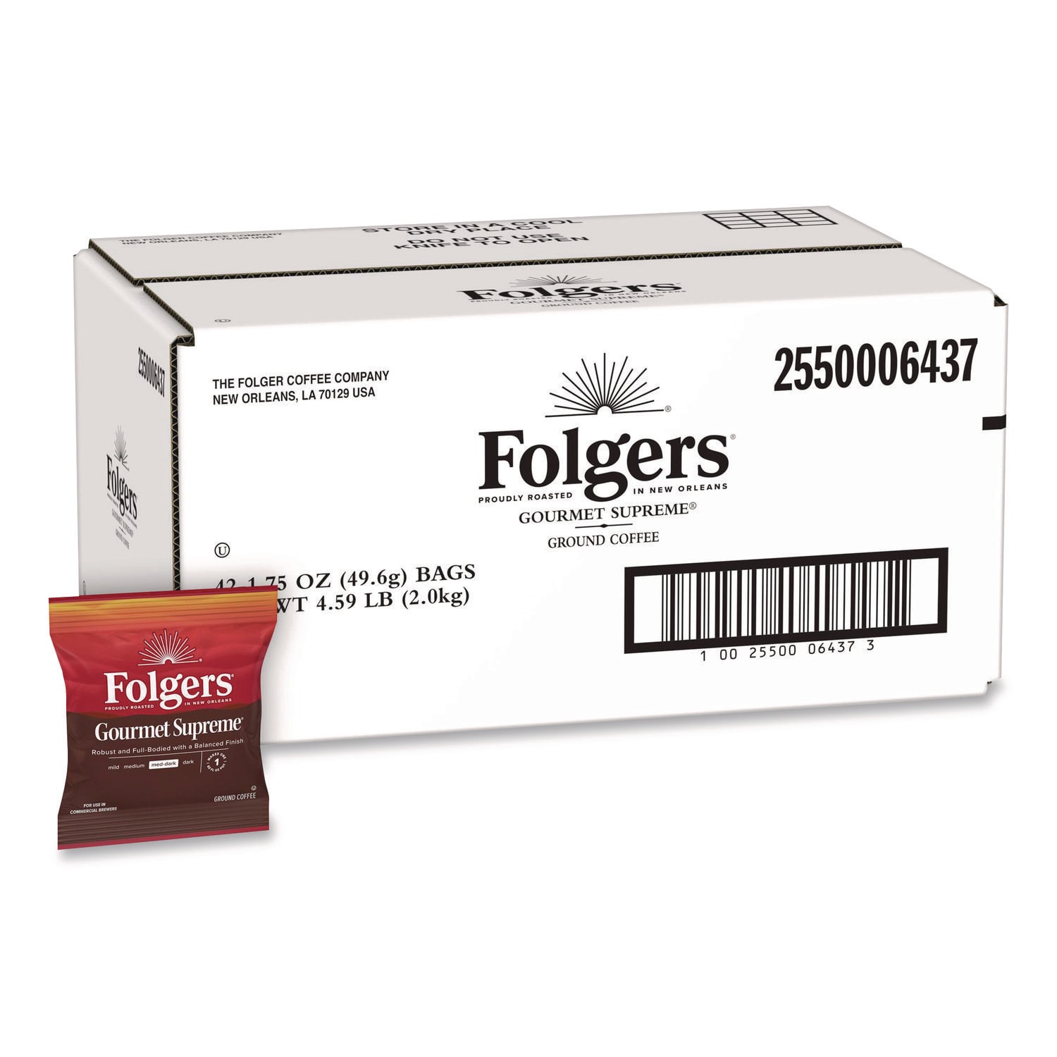 Folgers Simply Gourmet FOL06437 Gourmet Supreme Ground Coffee, Fraction Pack, 1.75 oz, 42/Carton