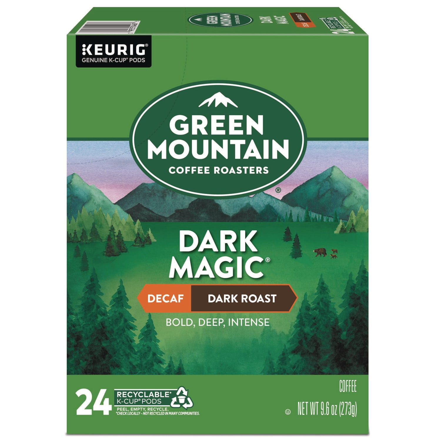 Green Mountain Coffee GMT4067 Dark Magic Decaf Extra Bold Coffee K-Cups, 24/box