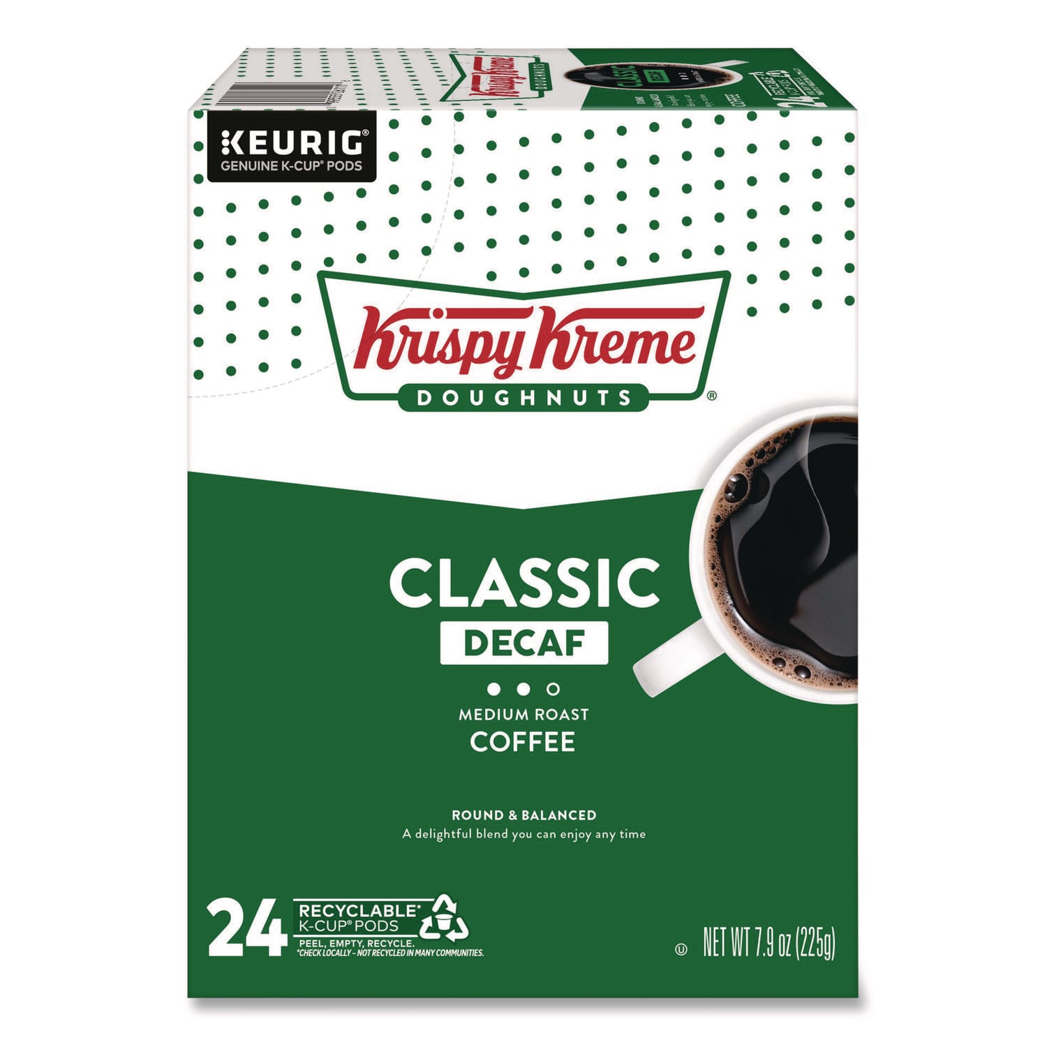 Krispy Kreme Doughnuts GMT6111 Classic Decaf Coffee K-Cups, Medium Roast, 24/box