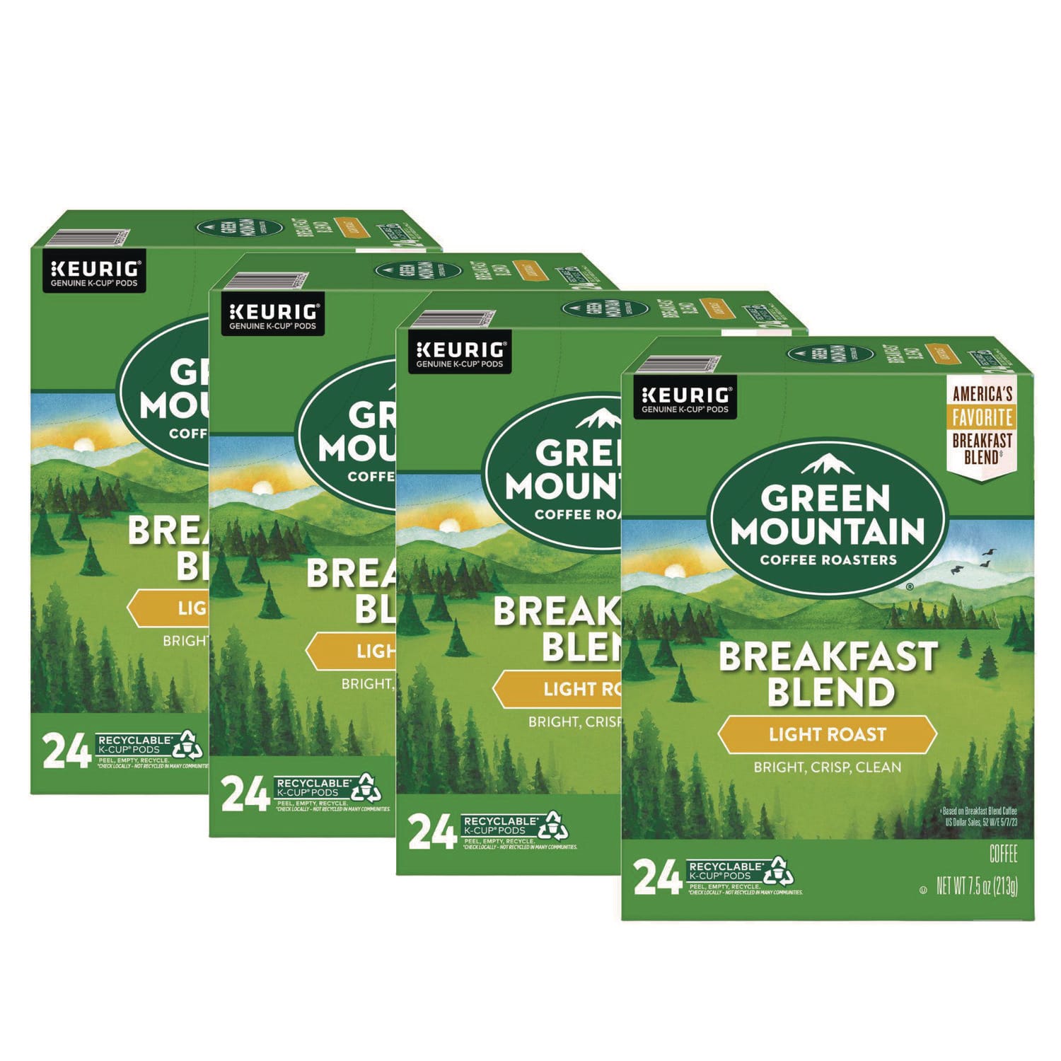 Green Mountain Coffee GMT6520CT Breakfast Blend Coffee K-Cup Pods, 96/carton