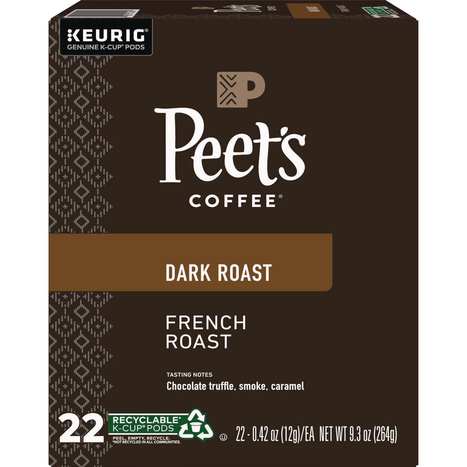 Peet's Coffee & Tea GMT6545 French Roast Coffee K-Cups, 22/box