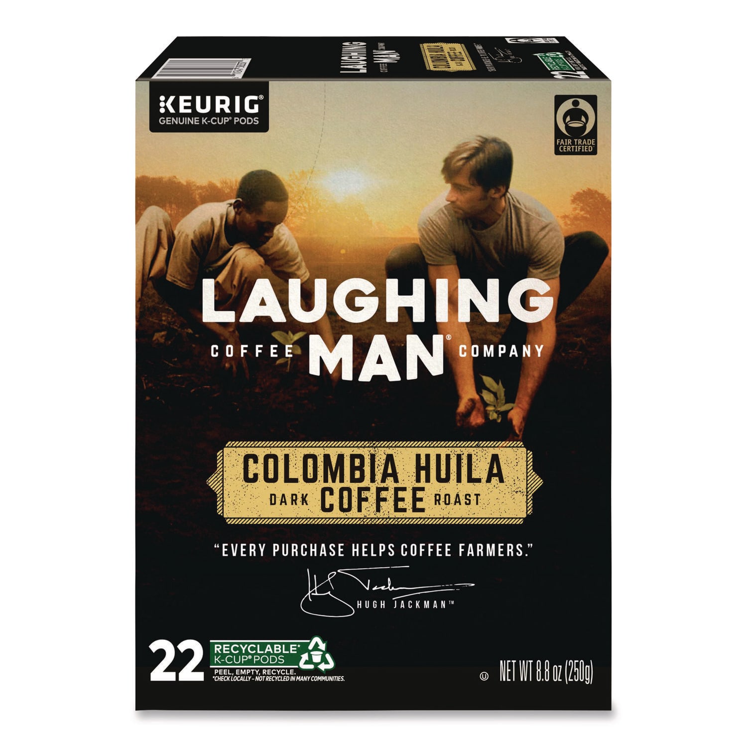 Laughing Man Coffee Company GMT8337 Colombia Huila K-Cup Pods, 22/box