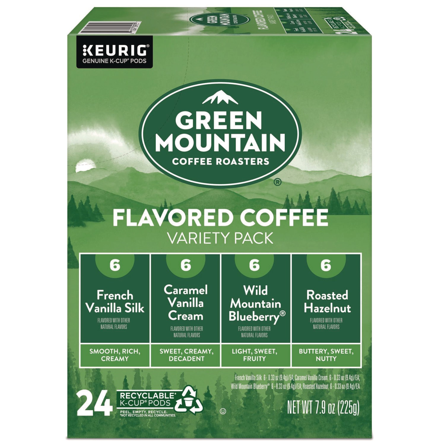 Green Mountain Coffee GMT9975 Flavored Variety Coffee K-Cups, Assorted Flavors, 0.38 oz K-Cup, 24/Box
