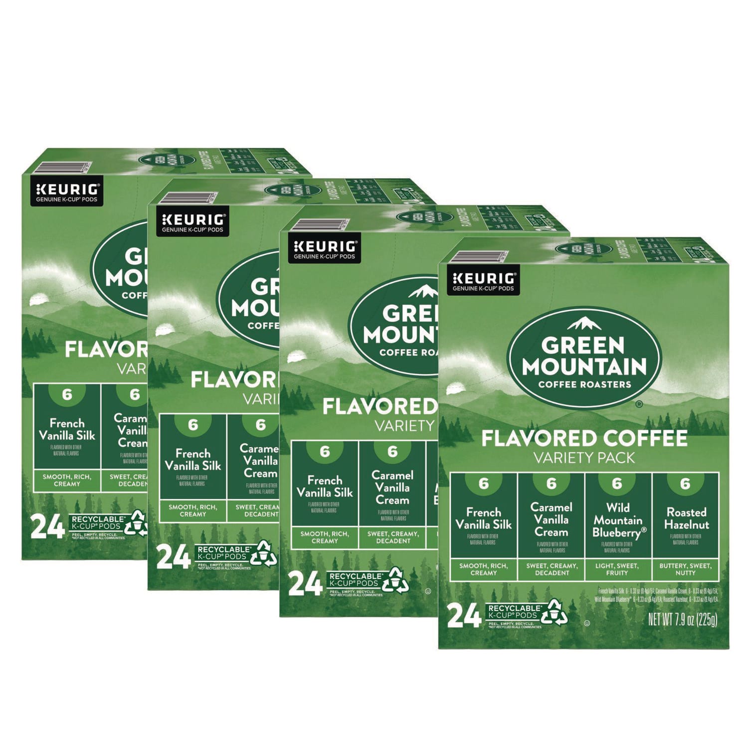 Green Mountain Coffee GMT9975CT Flavored Variety Coffee K-Cups, Assorted Flavors, 96/Carton