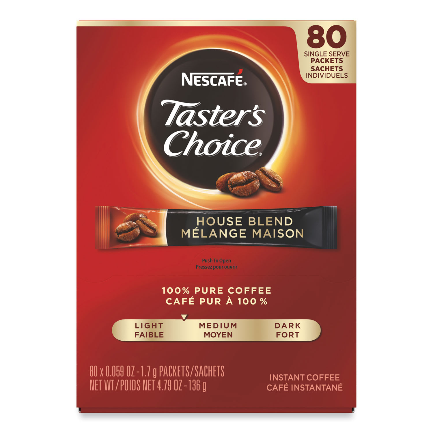 Nescafe NES15782 Taster's Choice Stick Pack, House Blend, 80/box