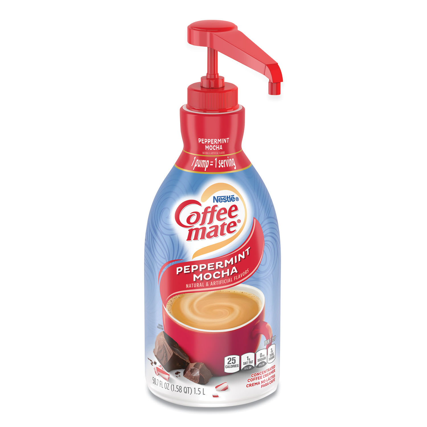 Coffee mate NES29600 Liquid Coffee Creamer, Peppermint Mocha, 1.5 L Pump Bottle