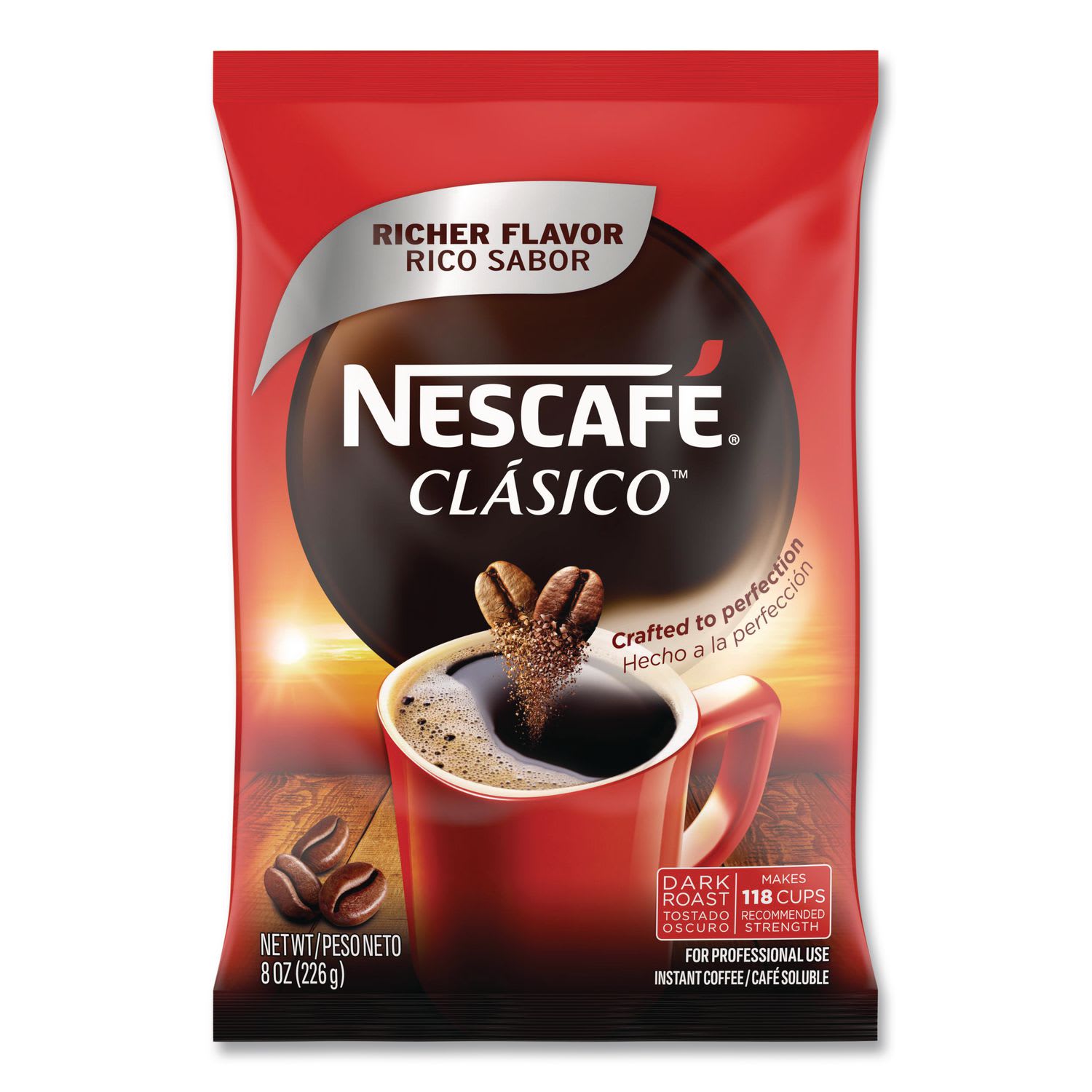 Nescafe NES70948 Clasico Dark Roast Instant Coffee, 8 oz Pouch