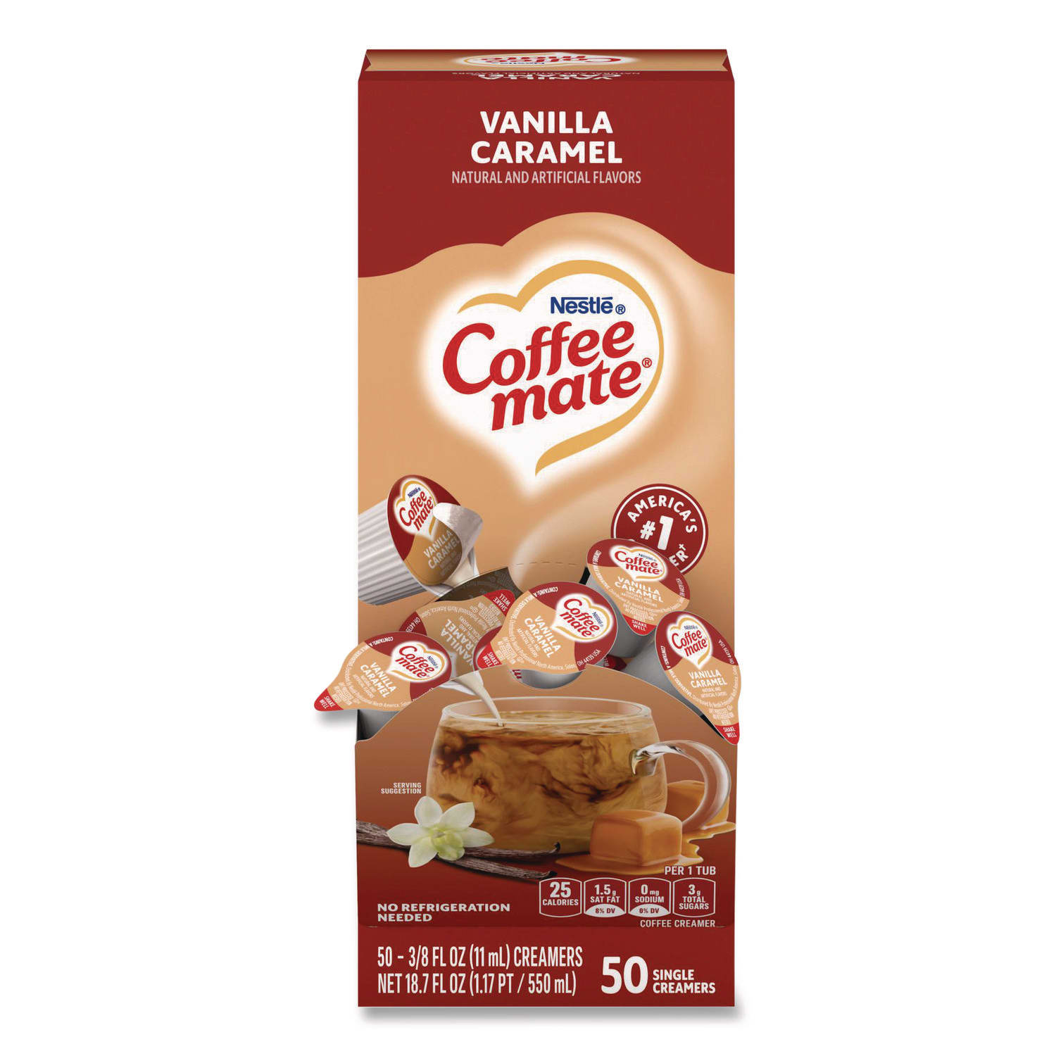 Coffee mate NES79129 Liquid Coffee Creamer, Vanilla Caramel, 0.38 Oz Mini Cups, 50/box