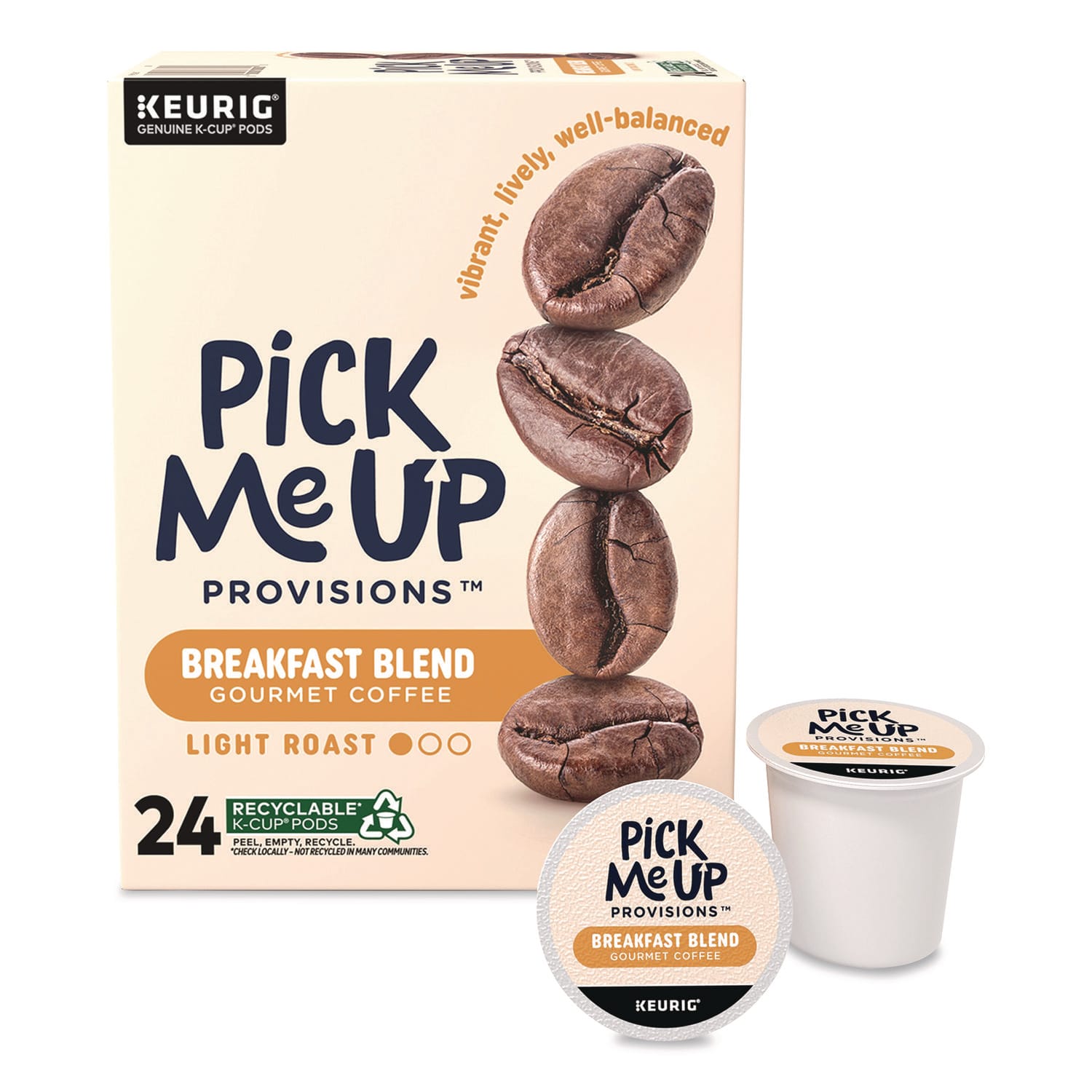 Pick Me Up Provisions PIE5000381024 Breakfast Blend Coffee K-Cups, 24/Box