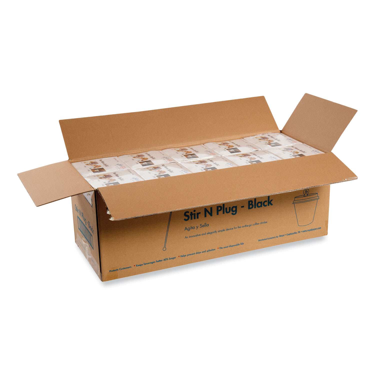 AmerCareRoyal RPPSTRNPLUGBK Beverage Plugs, Black, 200/Box, 10 Boxes/Carton