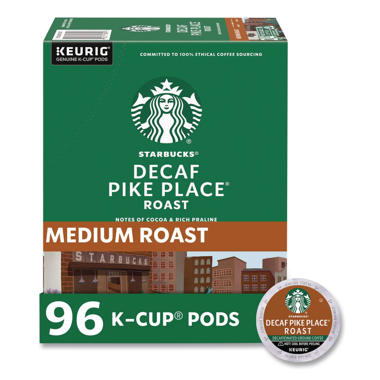 Starbucks SBK011111161CT Pike Place Decaf Coffee K-Cups, 96/carton