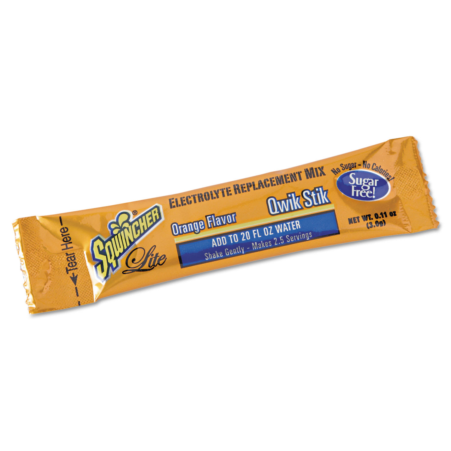Sqwincher SQW060100OR Sugar-Free Qwik Stik Energy Drink Mix, Orange, 1.26 oz Packet, 50/Pack
