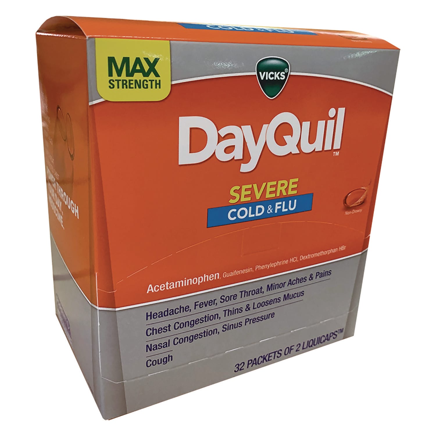 DayQuil PFY04263 Severe Cold and Flu Relief LiquiCaps, 2 LiquiCaps/Packet, 32 Packets/Box