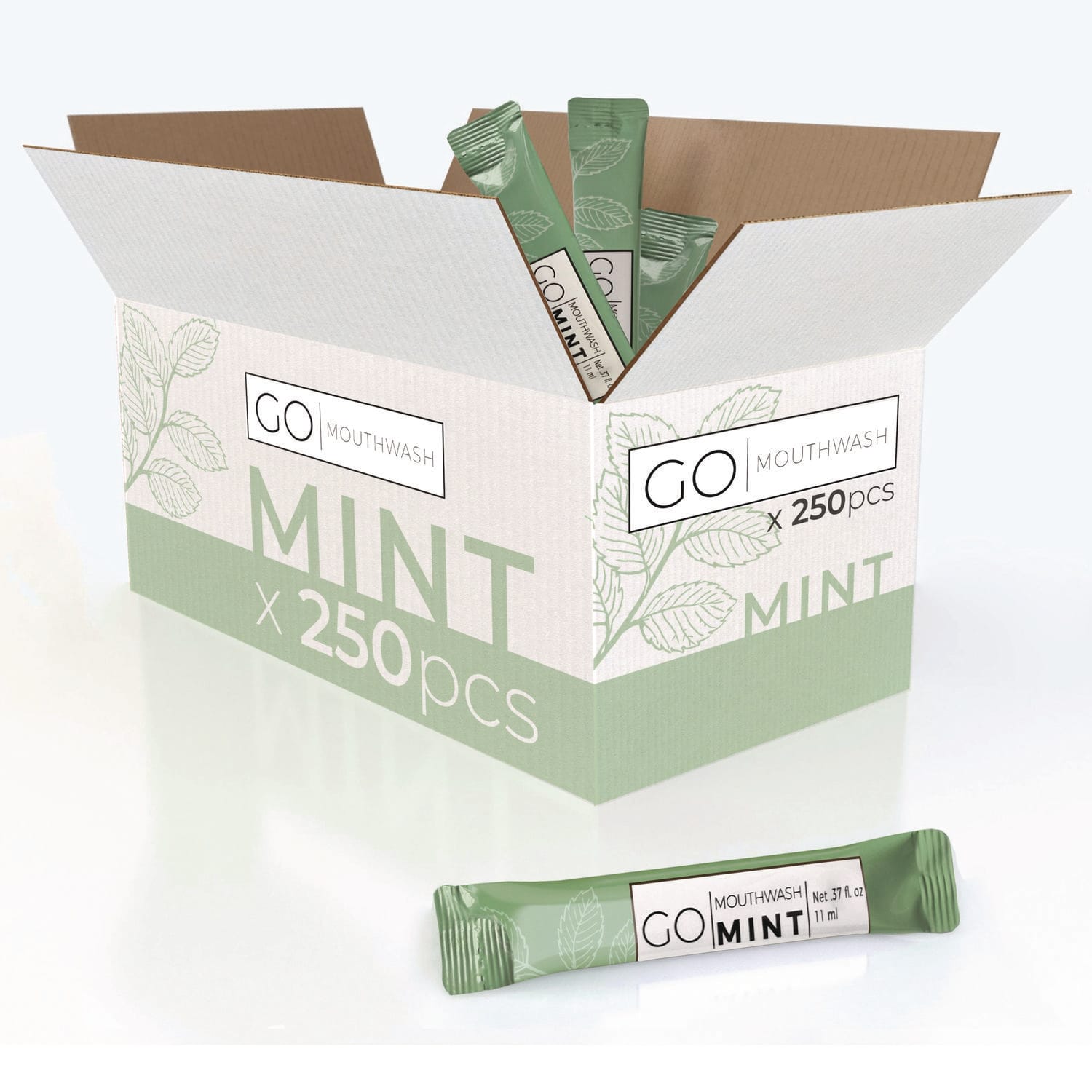 Go Mouthwash GMHMW250 Individual Mouthwash Packets, Mint Flavor, 0.37 oz Packet, 250/Box