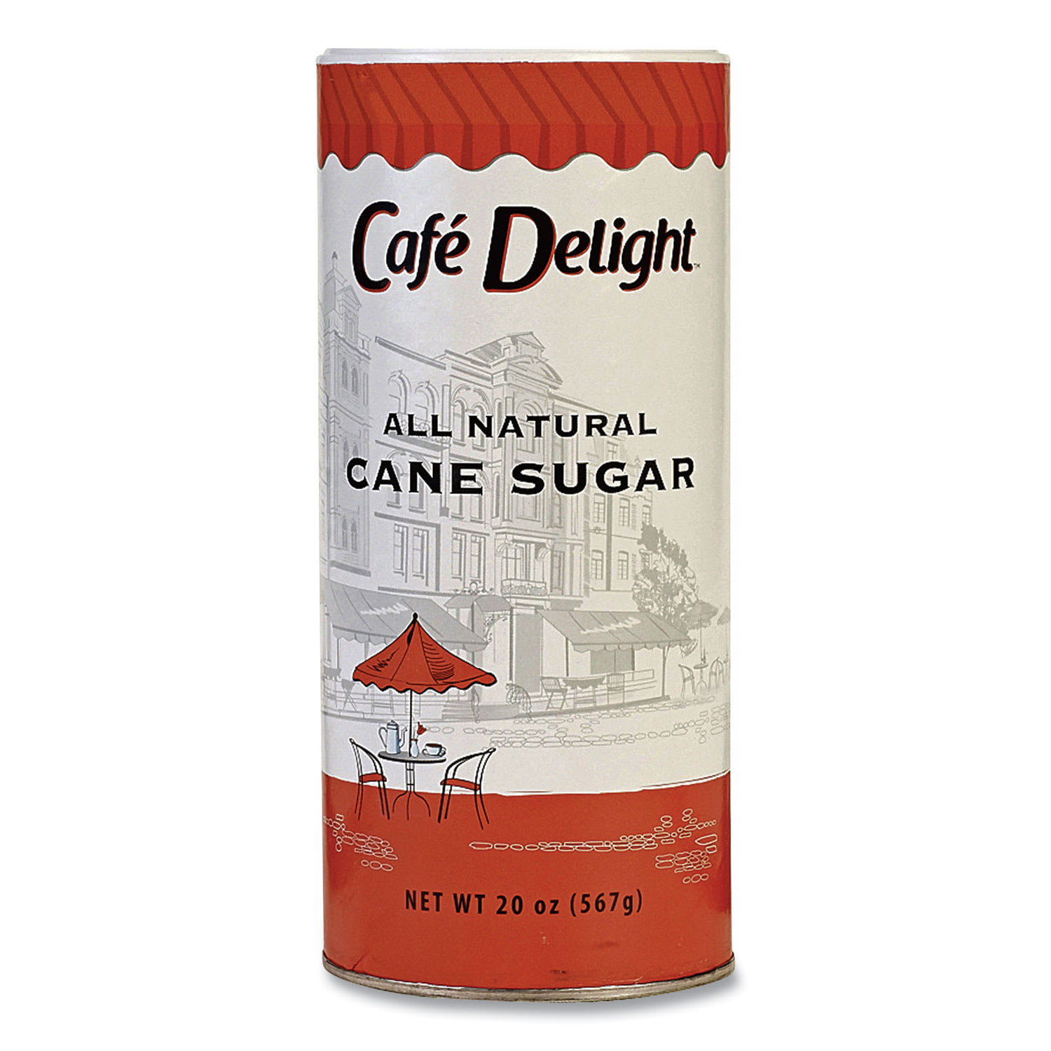 Café Delight CFLMLY00262422 All Natural Cane Sugar, 20 oz Canister