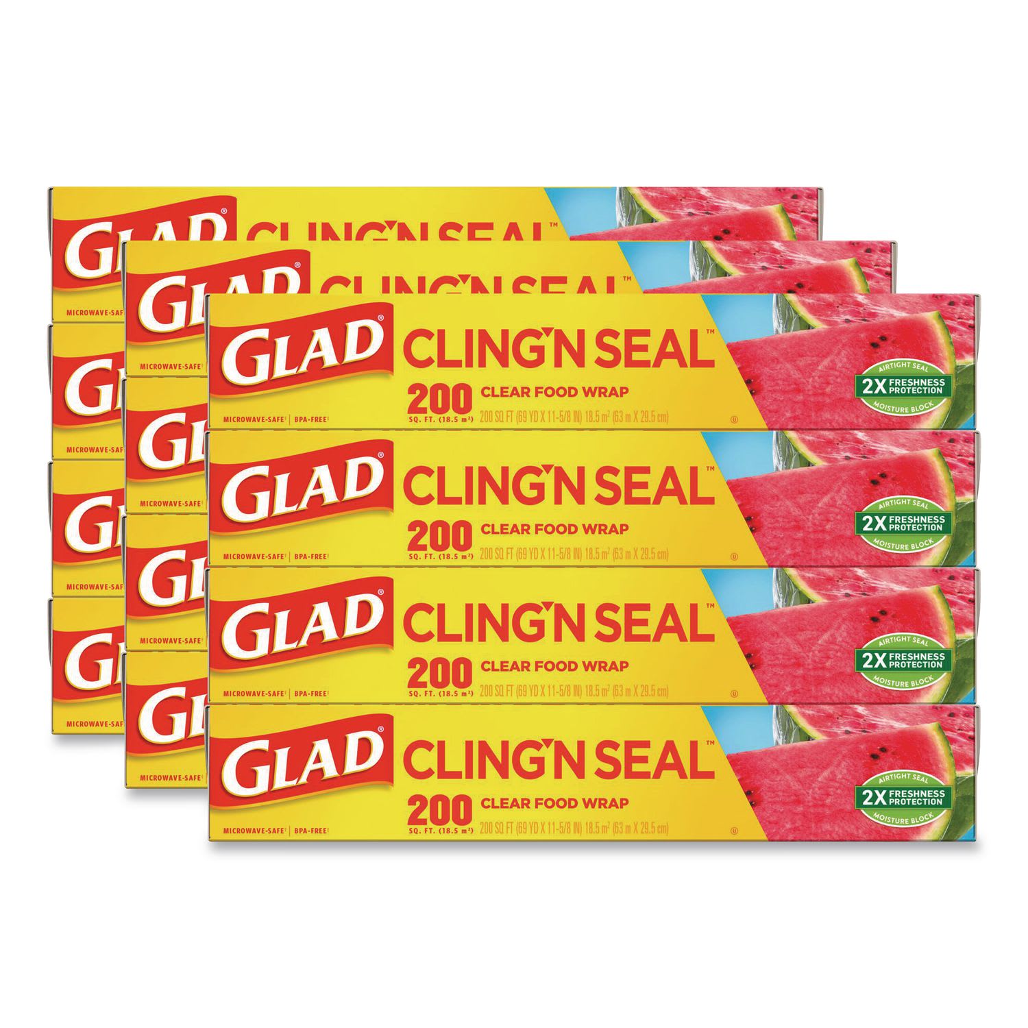 Glad CLO00020CT Cling'N Seal Plastic Food Wrap, 11.62" x 69 yd, 12 Rolls/Carton