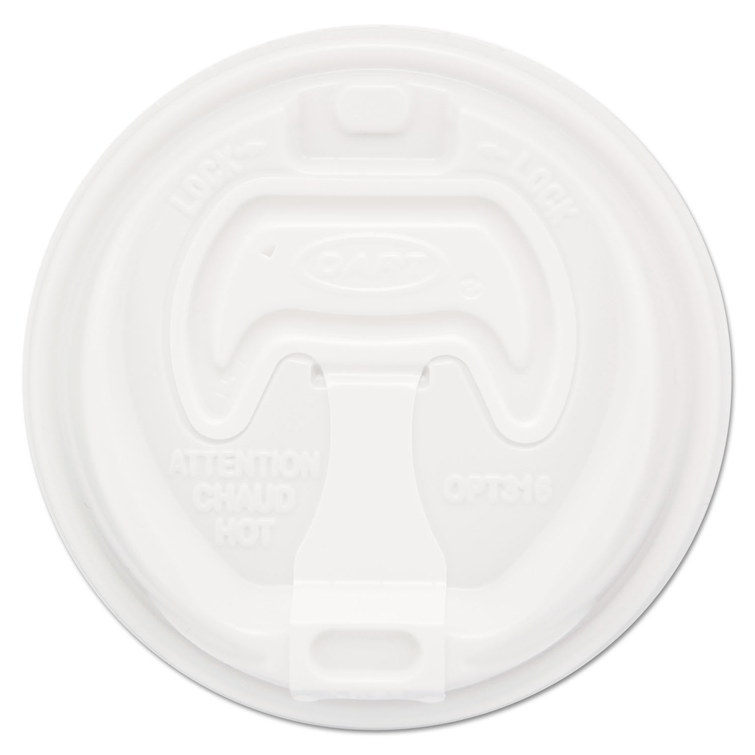 Dart DCC16RCL Optima Reclosable Lid, Fits 12 oz to 24 oz Hot Cups, Plastic, White, 100/Pack, 10 Packs/Carton