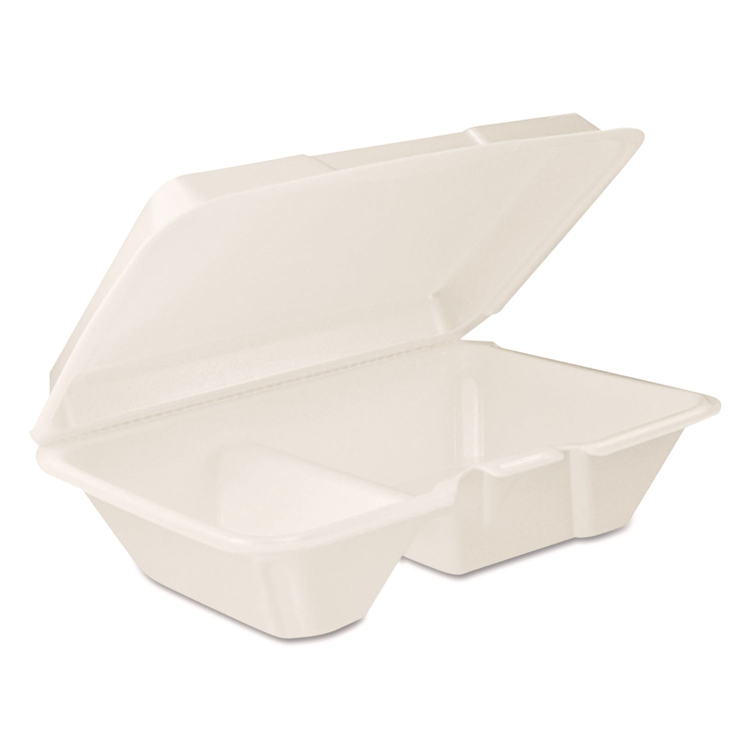 Dart DCC205HT2 Foam Hinged Lid Containers, 6.4 X 9.33 X 2.9, White, 100/bags, 2 Bags/carton