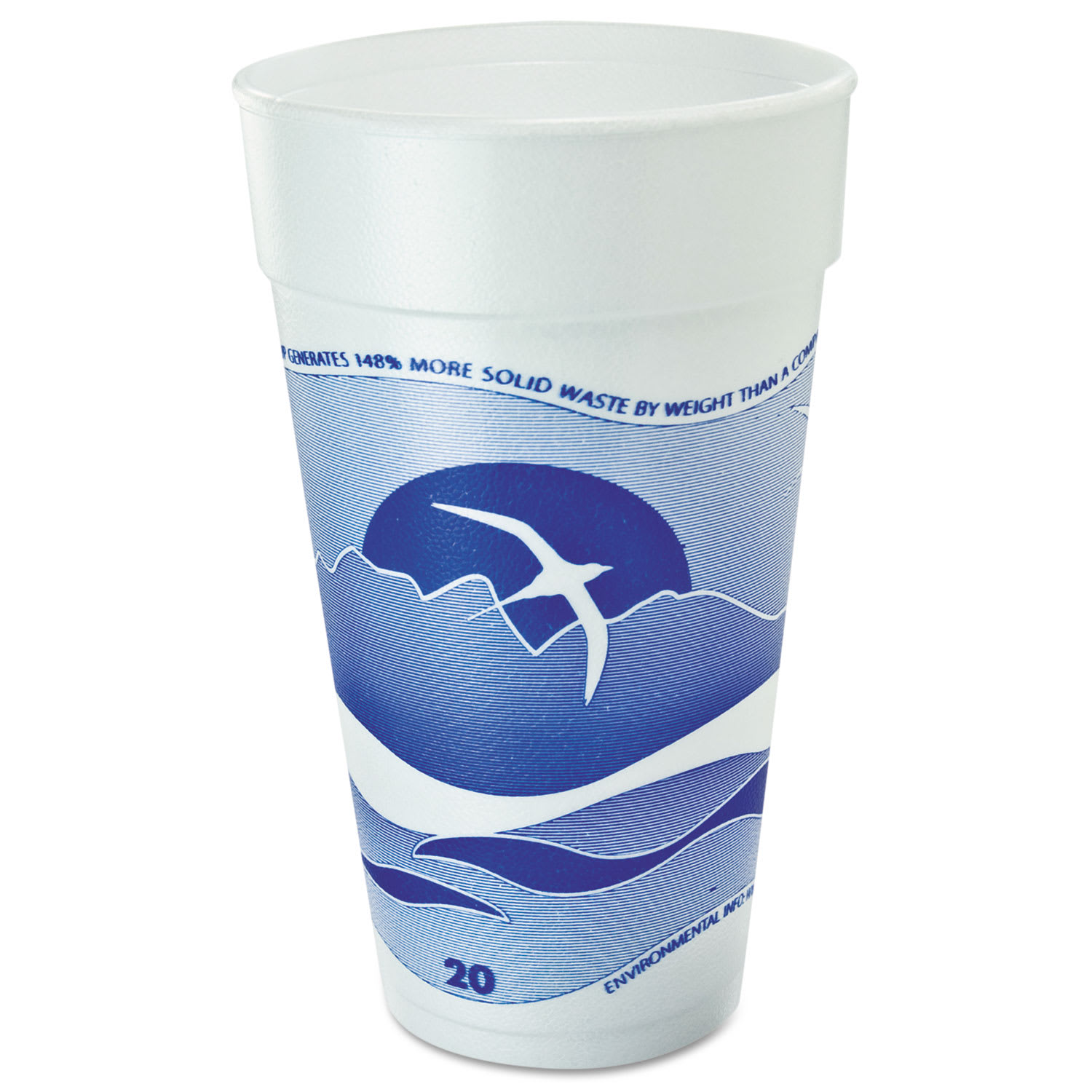 Dart DCC20J16H Horizon Hot/Cold Foam Drinking Cups, 20 oz, White/Blueberry, 25/Bag, 20 Bags/Carton