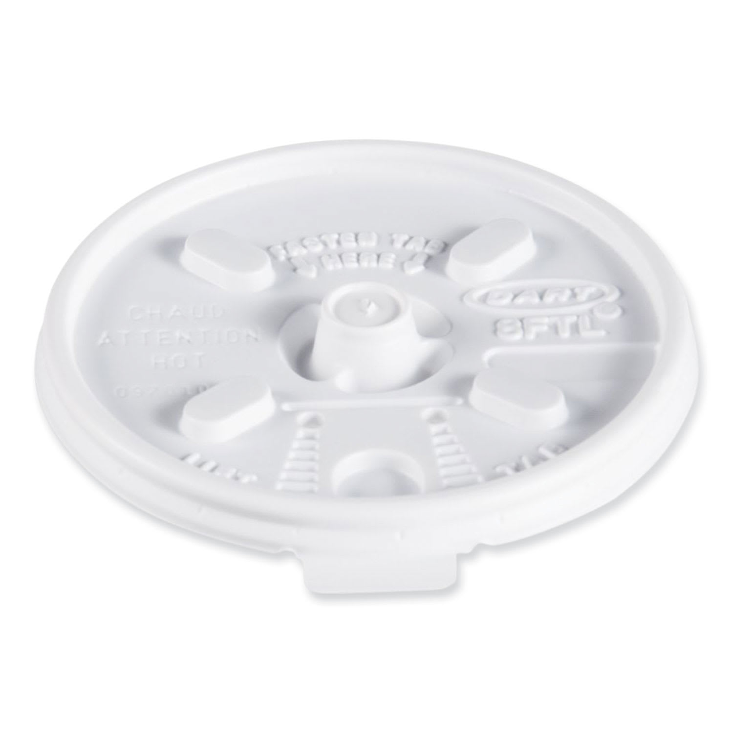 Dart DCC8FTL Lift n' Lock Plastic Hot Cup Lids, Fits 8 oz Hot Cups, White, 1,000/Carton