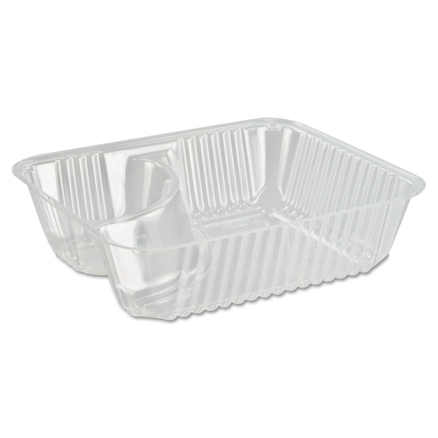 Dart DCCC56NT2 ClearPac Small Nacho Tray, 2 Compartments, 5 x 6 x 1.5, Clear, Plastic, 125/Bag, 4 Bags/Carton
