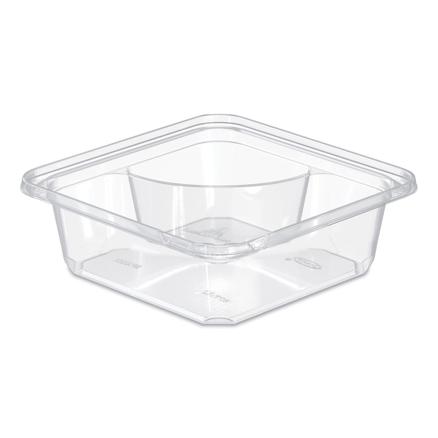 Dart DCCSBTG2 TamperGuard Snack Boxes, 2 Compartments, 6.3 x 6.3 x 2.1, Clear, Plastic, 300/Carton
