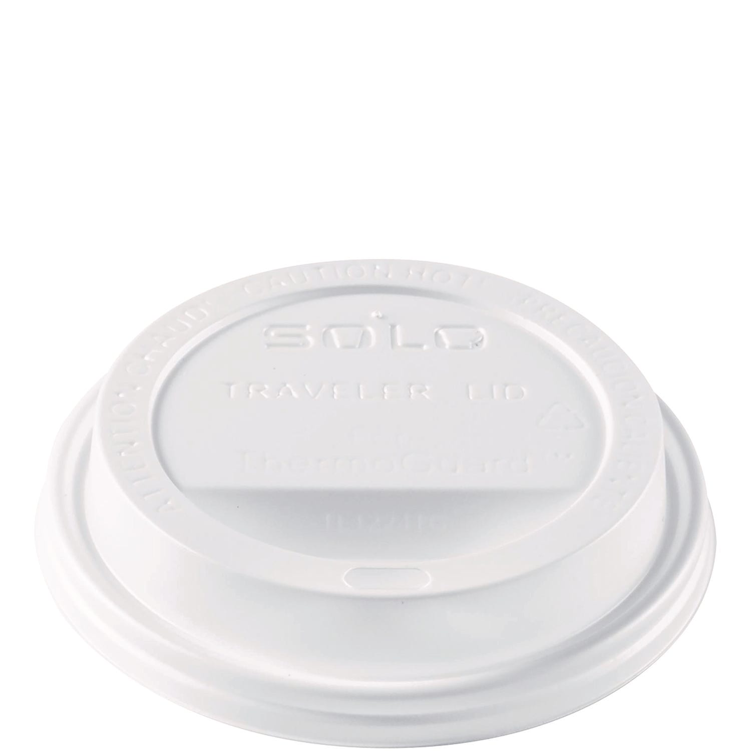 SOLO DCCTL1224TG Traveler Sip Through Lids for ThermoGuard Hot Cups, Fits 12 oz to 24 oz Hot Cups, Plastic, White, 1,200/Carton