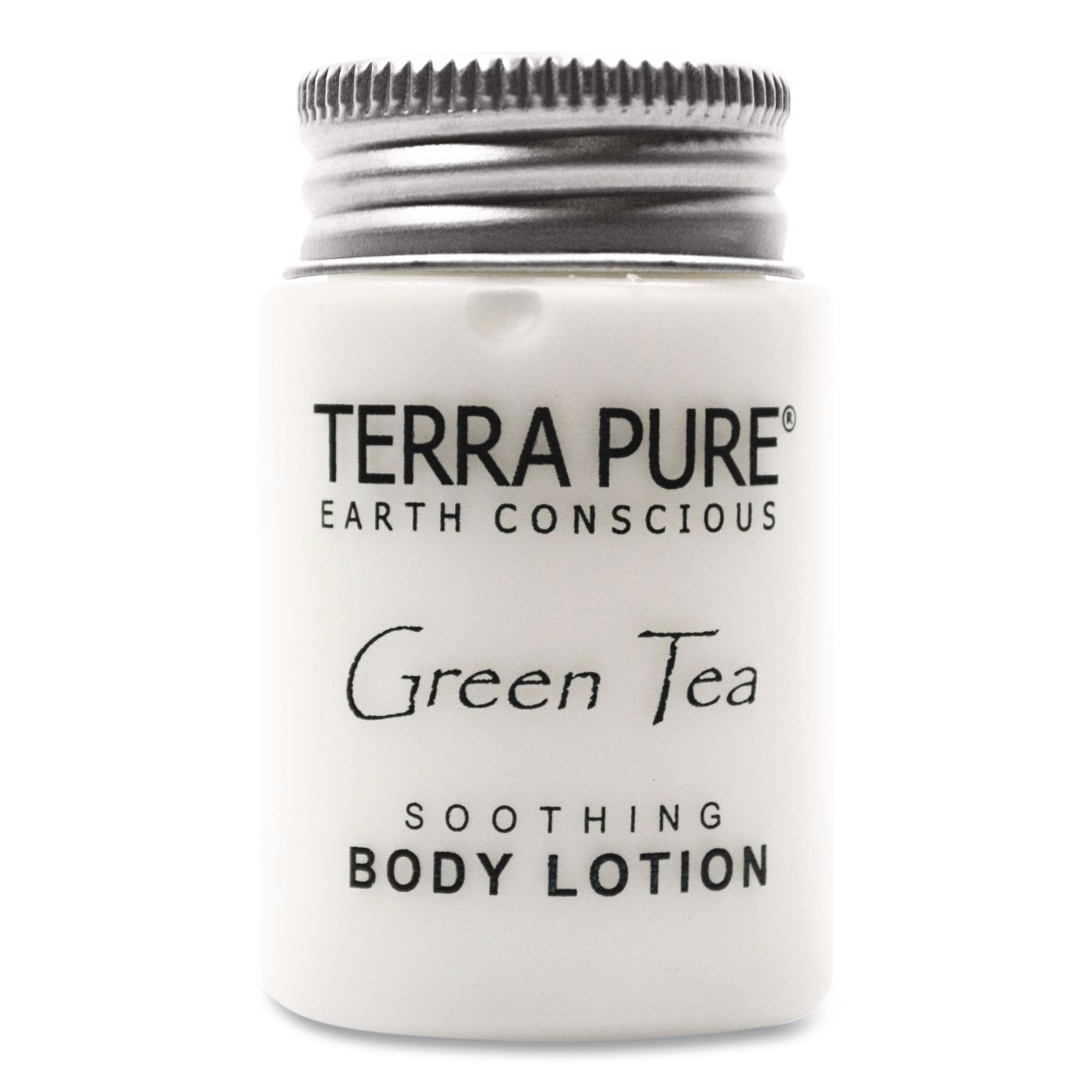 Diversified Hospitality Solutions DHS007484 Terra Pure Body Lotion Jam Jar, 1 oz Jar, Green Tea and Lemongrass Scent, 300/Carton