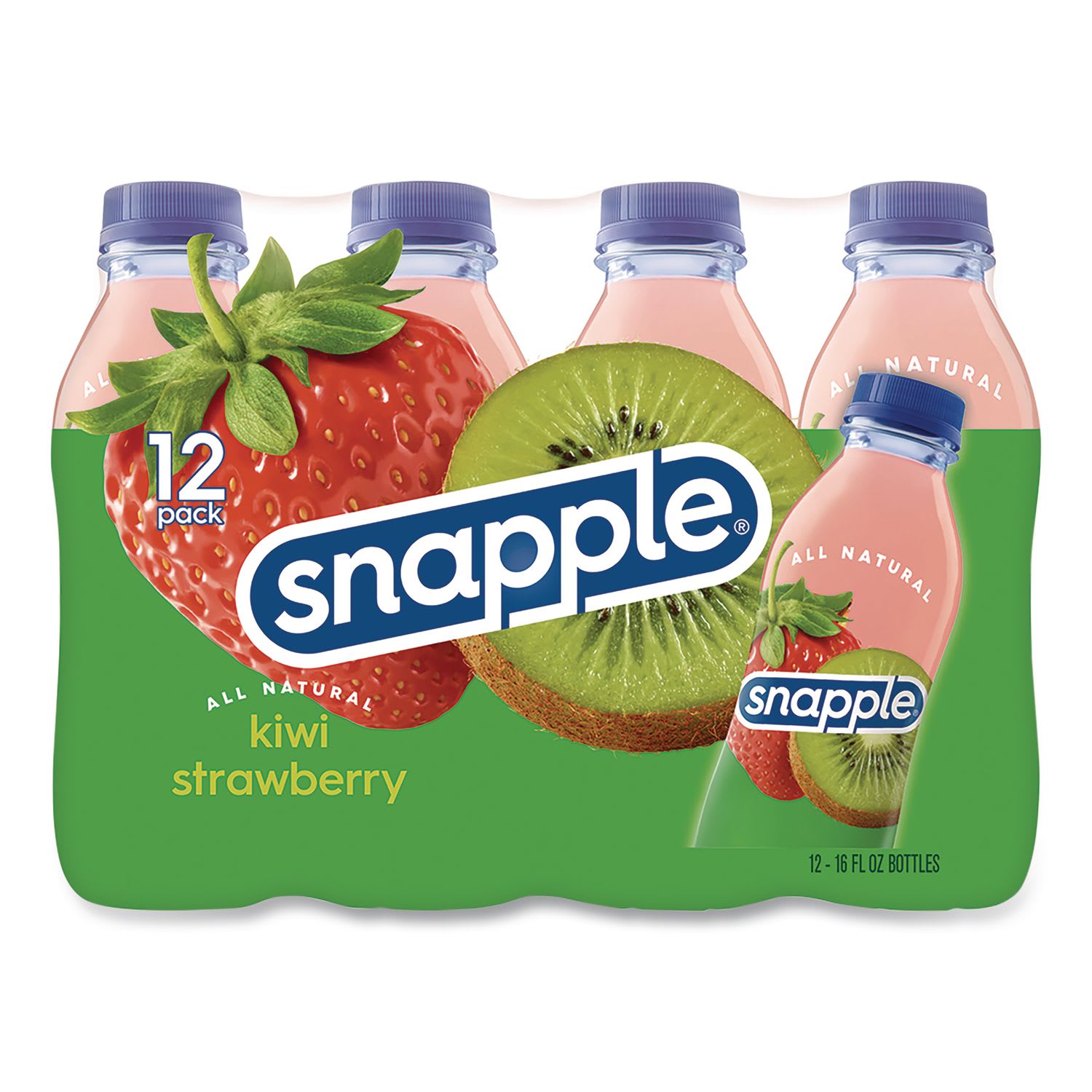 Snapple DPPCAD00776 Flavored Juice Drink, Strawberry Kiwi, 16 oz Bottle, 24/Carton