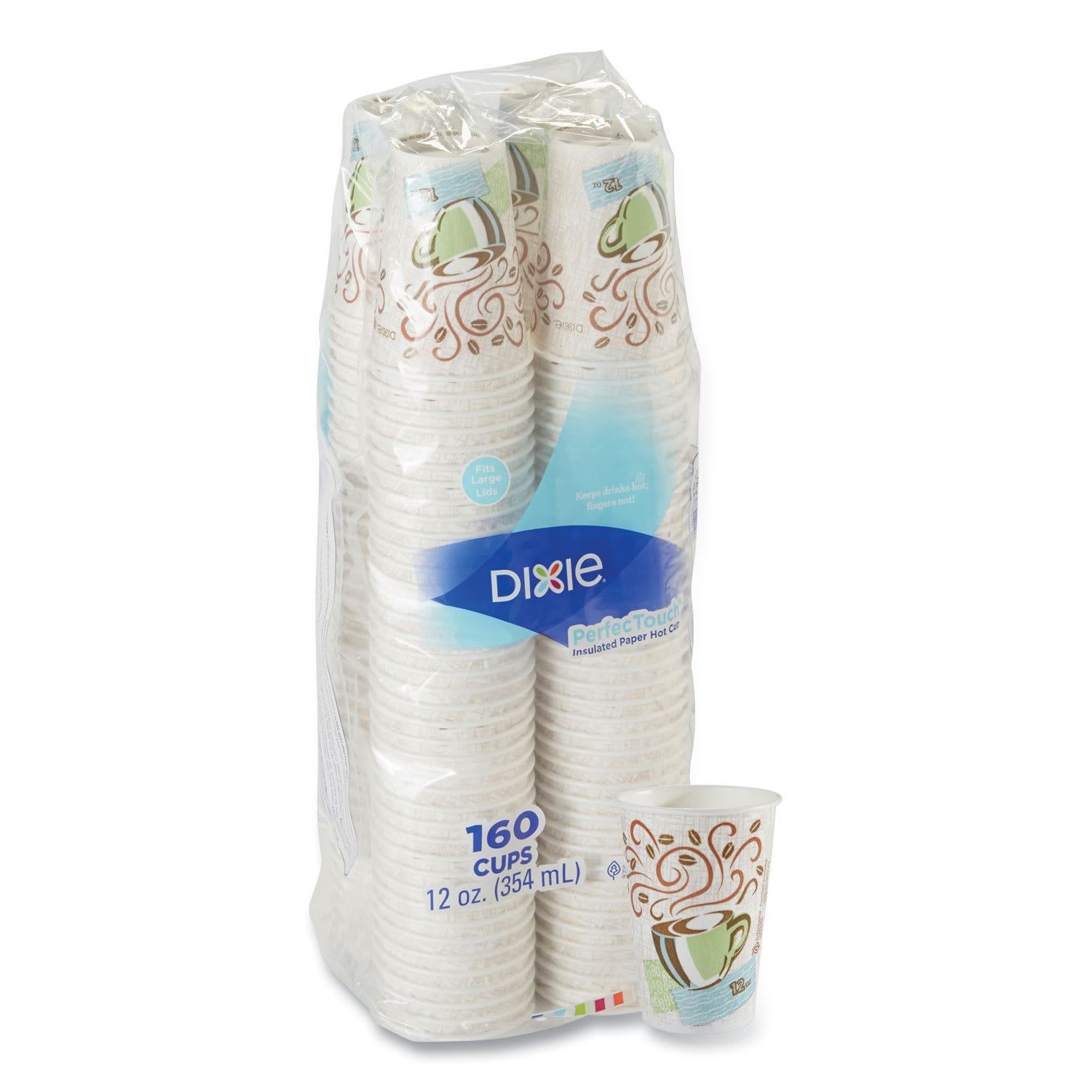 Dixie DXE5342CDSBPPK Perfectouch Paper Hot Cups, 12 Oz, Coffee Haze Design, 160/pack