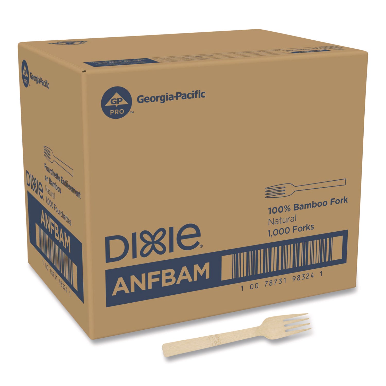 Dixie DXEANFBAM Bamboo Cutlery, Mediumweight Fork, Paper, Light Golden, 100/Pack, 10 Packs/Carton