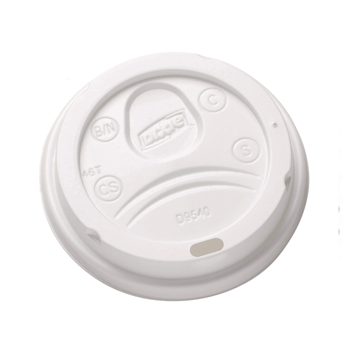 Dixie DXEDL9540CT Sip-Through Dome Hot Drink Lids, Fits 10 oz Dixie Hot Cups, Plastic, White, 100/Pack, 10 Packs/Carton