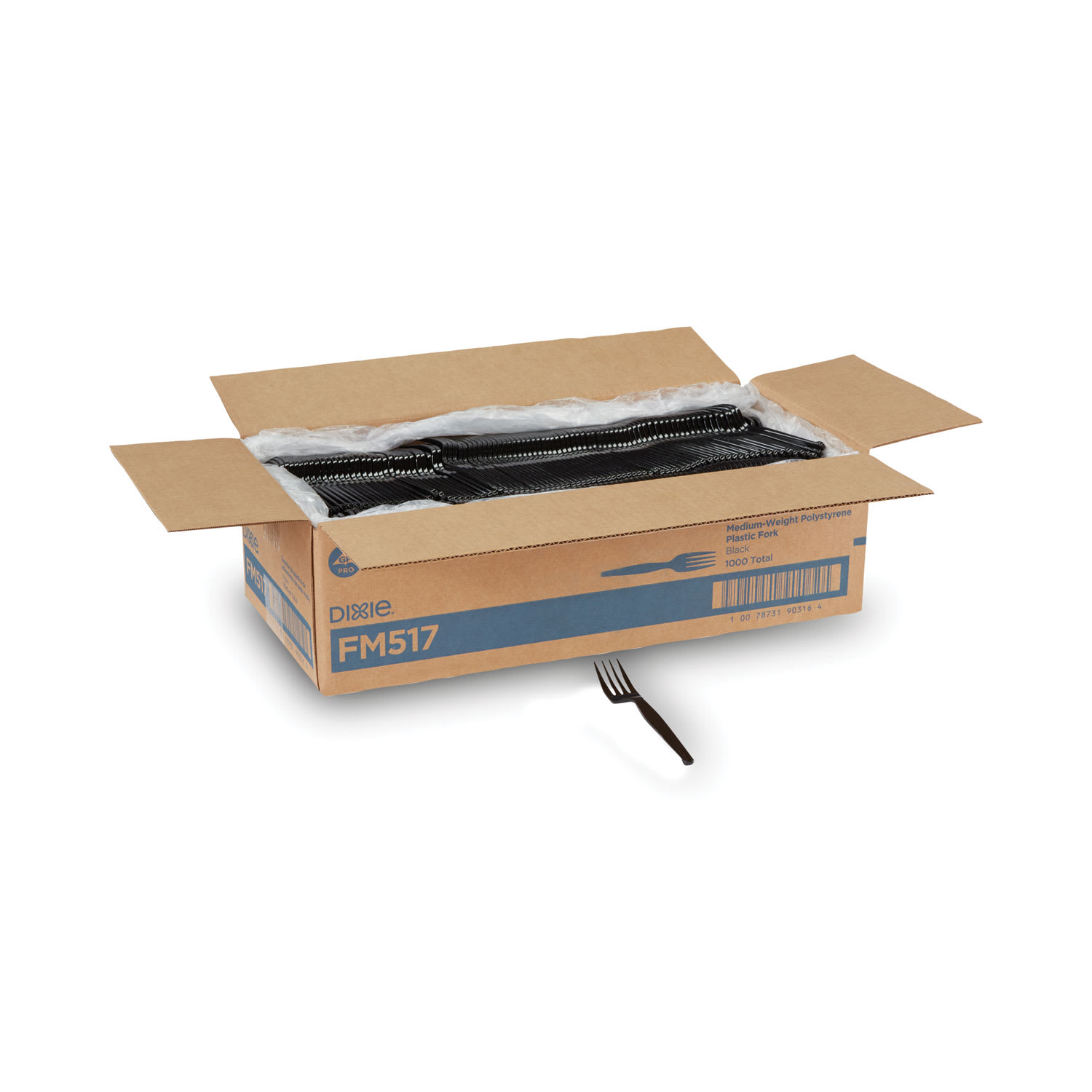 Dixie DXEFM517 Plastic Cutlery, Heavy Mediumweight Forks, Black, 1,000/carton