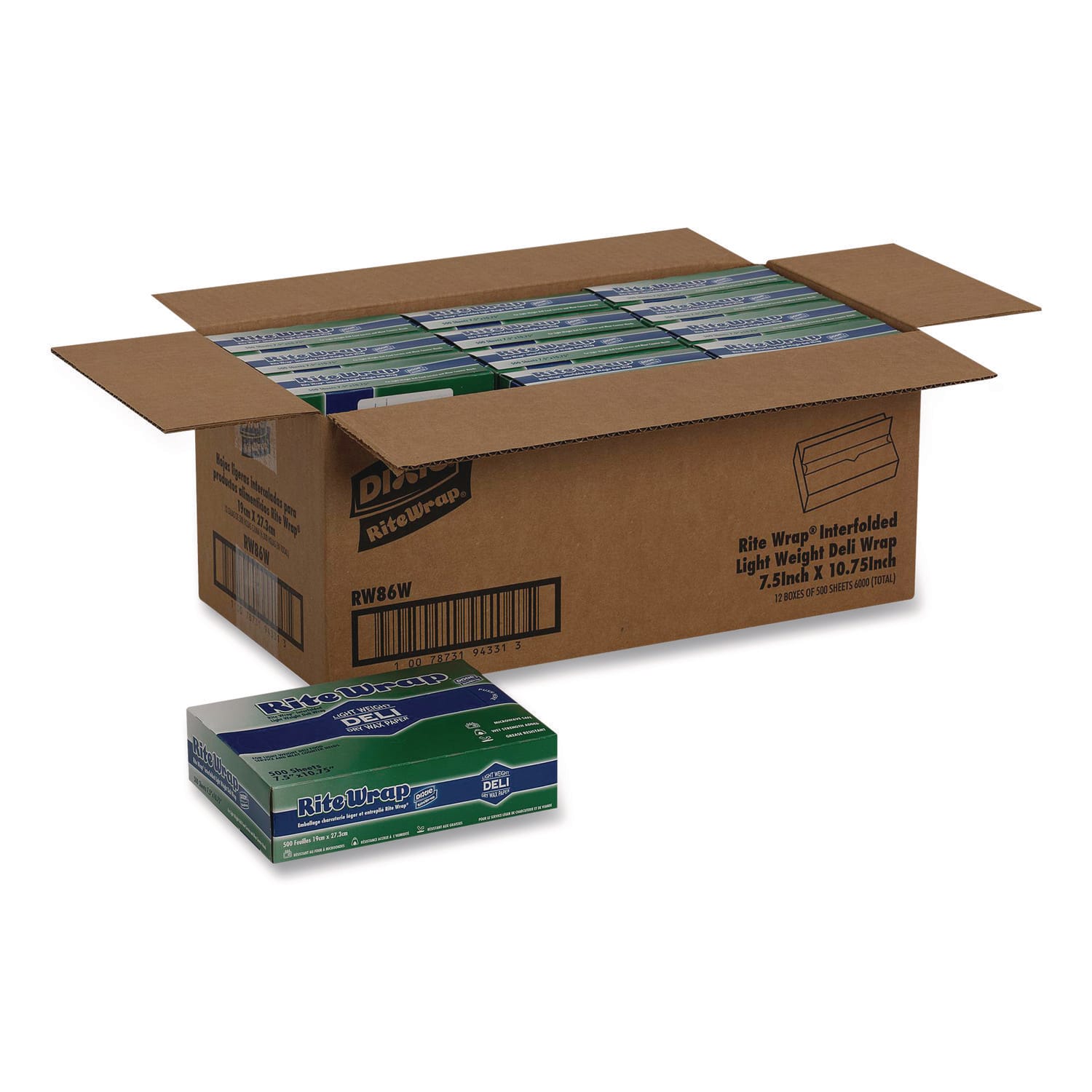 Dixie DXERW86W Dispens-A-Wax Waxed Deli Patty Paper, 10.75 x 7.5, 500/Box, 12 Boxes/Carton
