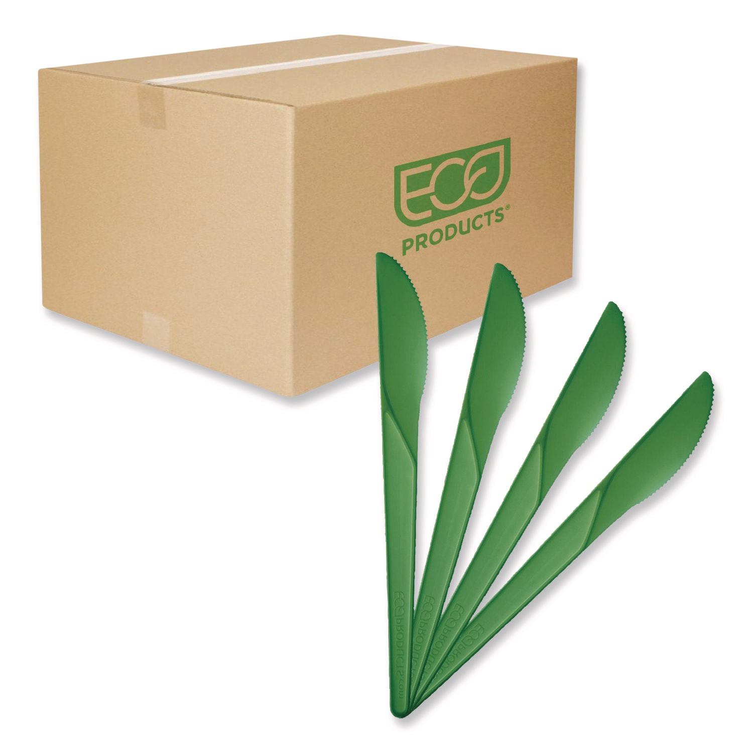 Eco-Products ECOEPS011G Plantware Compostable Cutlery, Knife, Plastic, Green, 1,000/Carton
