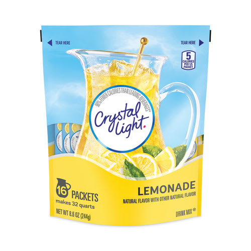 Crystal Light GRR22000552 Flavored Drink Mix Pitcher Packs, Lemonade, 0.14 oz Packets, 16 Packets/Pouch, 1 Pouch/Carton