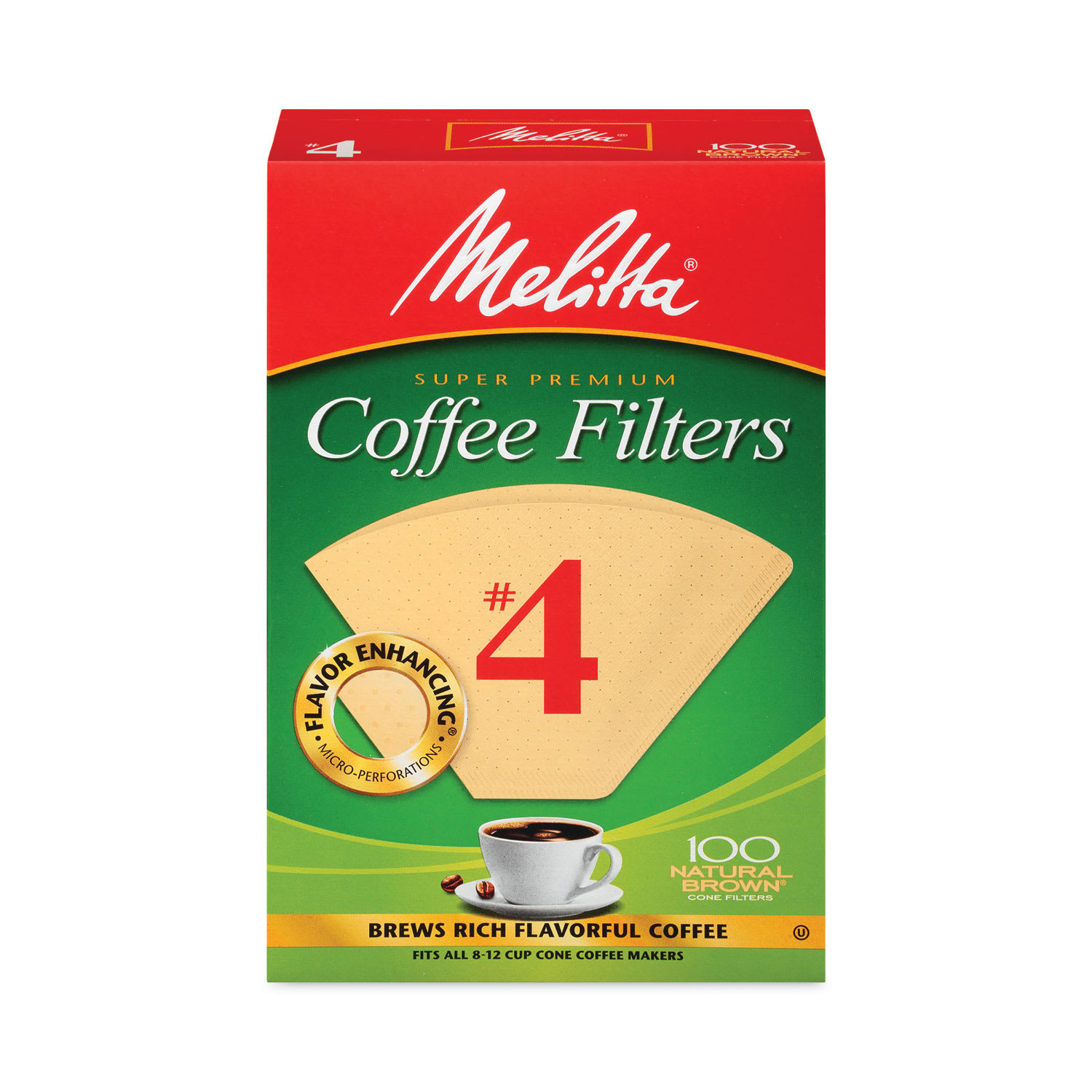 Melitta GRR22000695 Melitta Coffee Filters, #4, 8 to 12 Cup Size, Cone Style, 100 Filters/Pack, 3/Pack