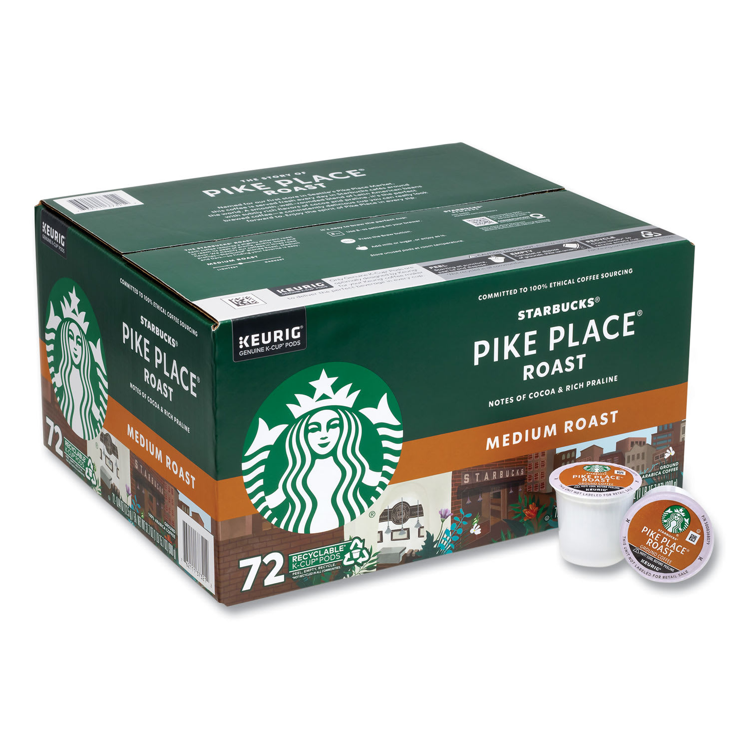 Starbucks GRR22002158 Pike Place Coffee K-Cups, Pike Place Roast, 72/Carton