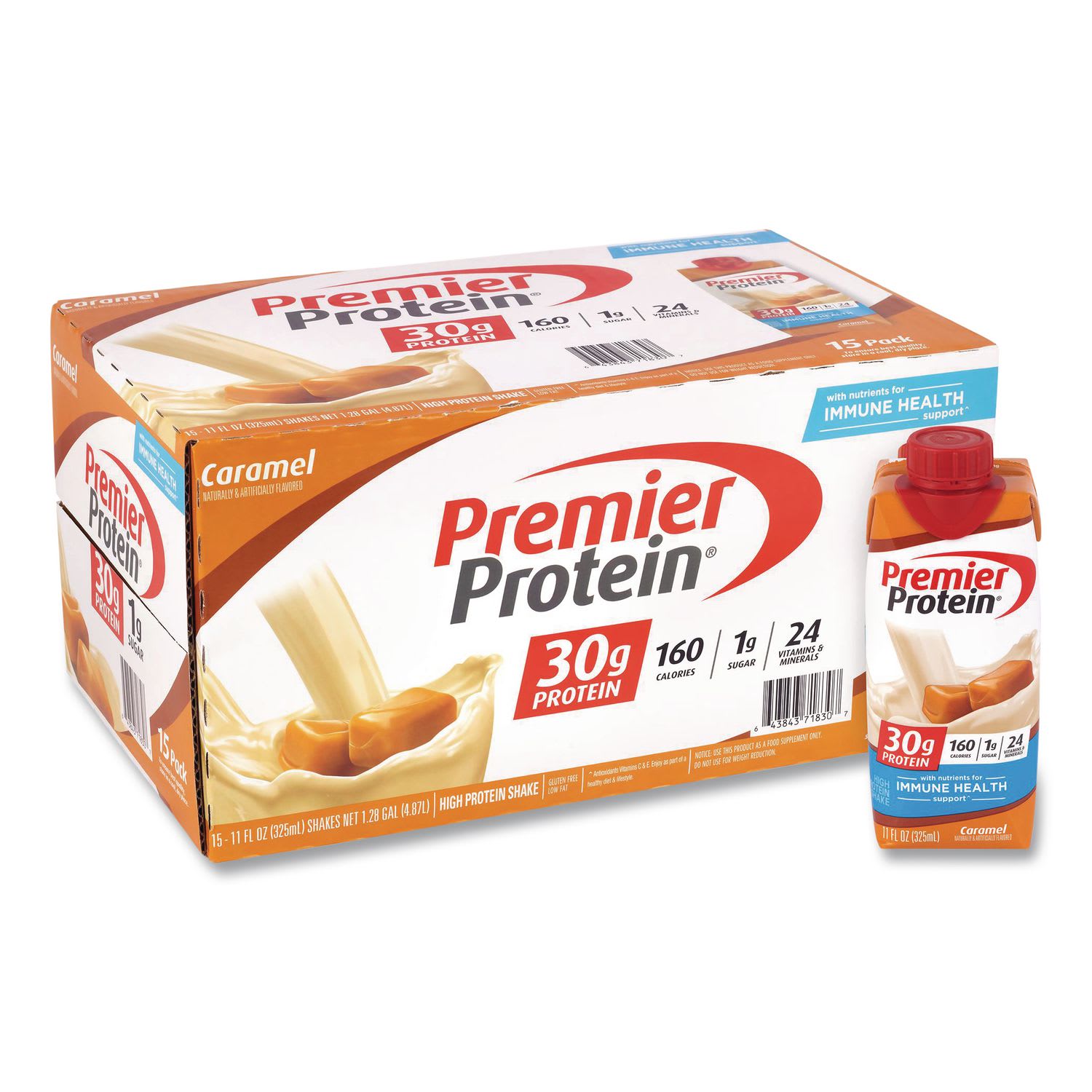 Premier Protein GRR22002616 Caramel Shake, 11 oz Bottle, 15/Carton