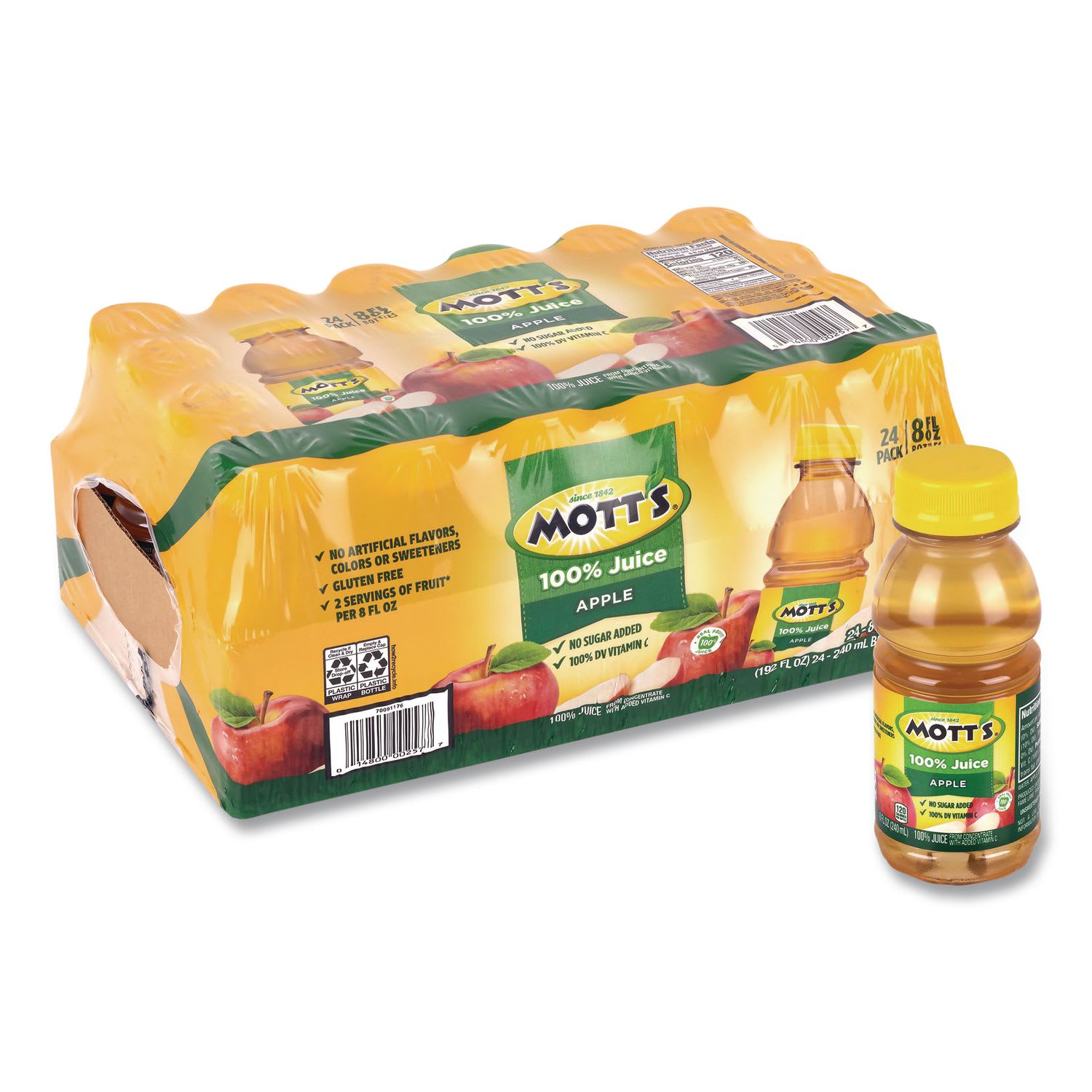 Mott's GRR22002660 100% Original Apple Juice, Apple, 8 oz Bottle, 24/Carton