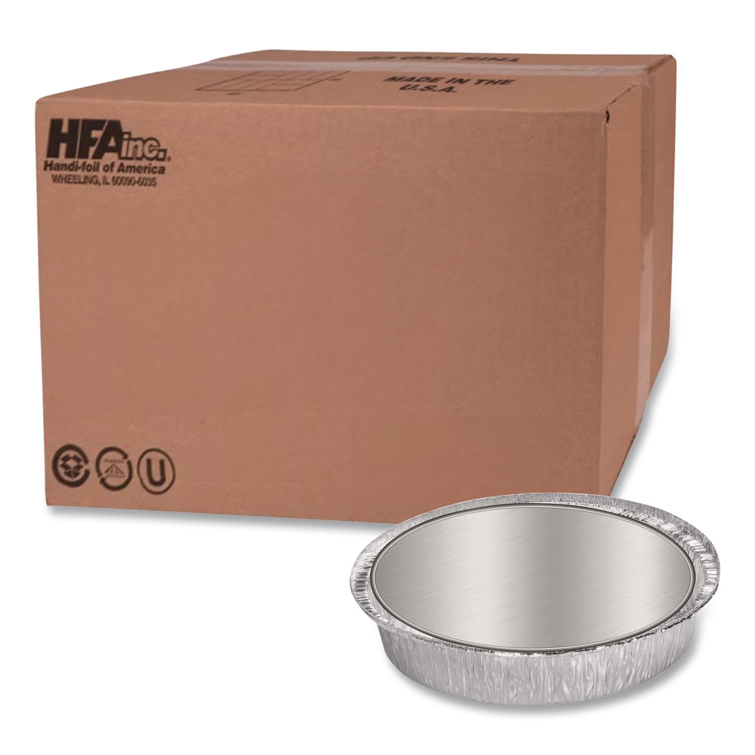 HFA HFA204630 Round Aluminum Container with Lid, 48 oz, 9" Diameter, Silver, 500/Carton